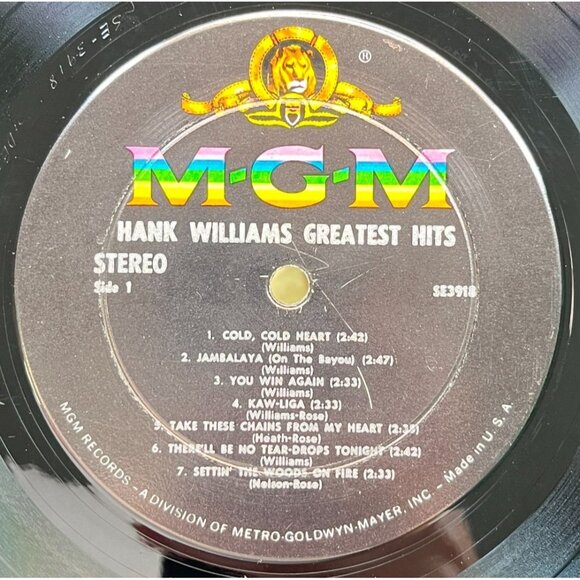 Hank Williams Greatest Hits Country Vinyl LP MGM E3918 14 All Time Best Songs - Picture 2 of 6